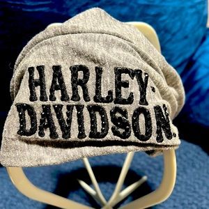 Harley Davidson headband with HD written in black stitching and Black stones